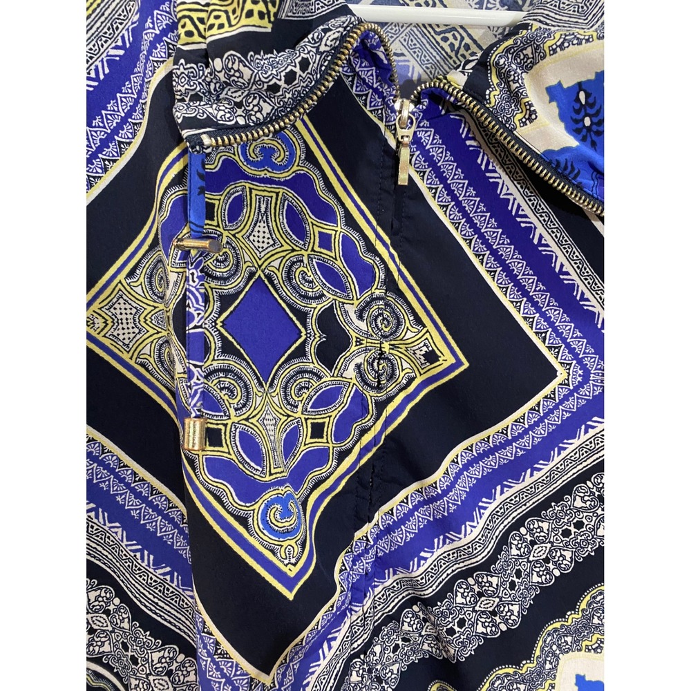 Zenergy by Chico's Blue Paisley Zip Mock Neck Jacket Womens Size 3 L/XL - Picture 3 of 8